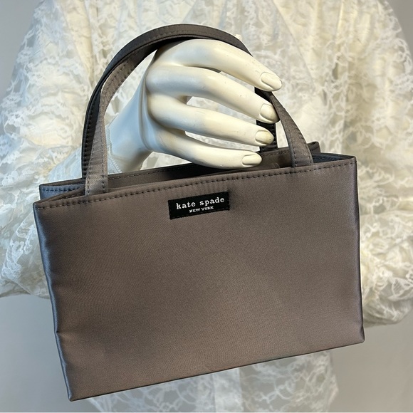 kate spade Handbags - Vintage Kate Spade Mini Handbag Purse Tote Evening Bag Nylon Snap 90s Y2K Gray